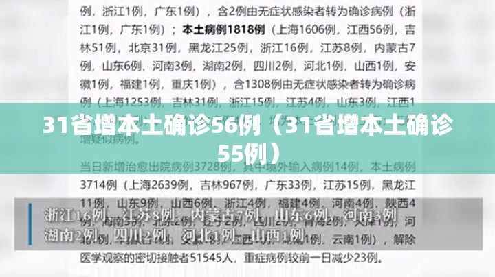 31省增本土确诊56例(31省增本土确诊55例) 31省增本土确诊56例(31省增本土确诊55例)