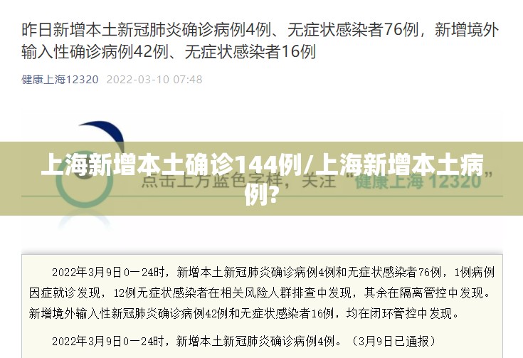 上海新增本土确诊144例/上海新增本土病例? 上海新增本土确诊144例/上海新增本土病例?