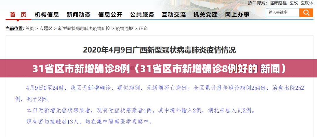 31省区市新增确诊8例（31省区市新增确诊8例好的 新闻）