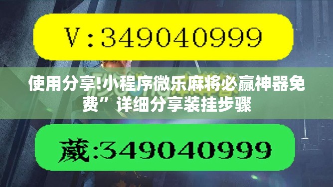 使用分享!小程序微乐麻将必赢神器免费”详细分享装挂步骤
