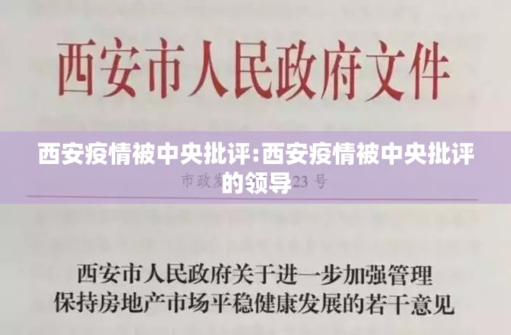 西安疫情被中央批评:西安疫情被中央批评的领导