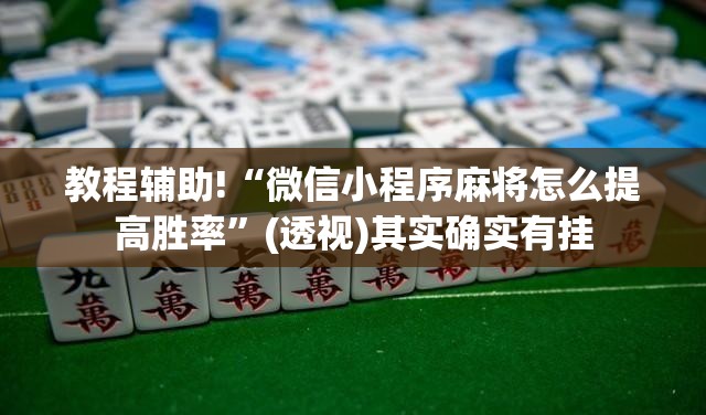 教程辅助!“微信小程序麻将怎么提高胜率	”(透视)其实确实有挂