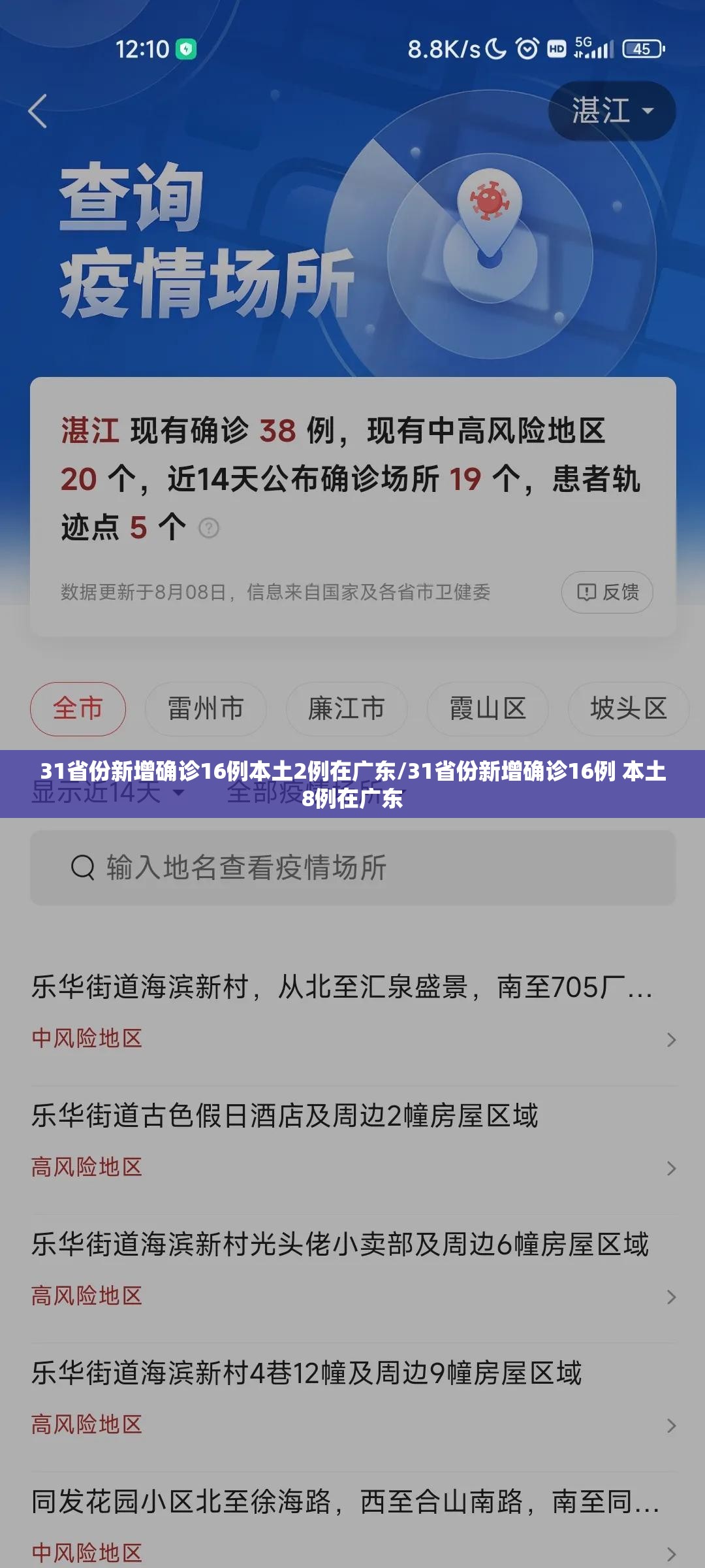 31省份新增确诊16例本土2例在广东/31省份新增确诊16例 本土8例在广东 31省份新增确诊16例本土2例在广东/31省份新增确诊16例 本土8例在广东
