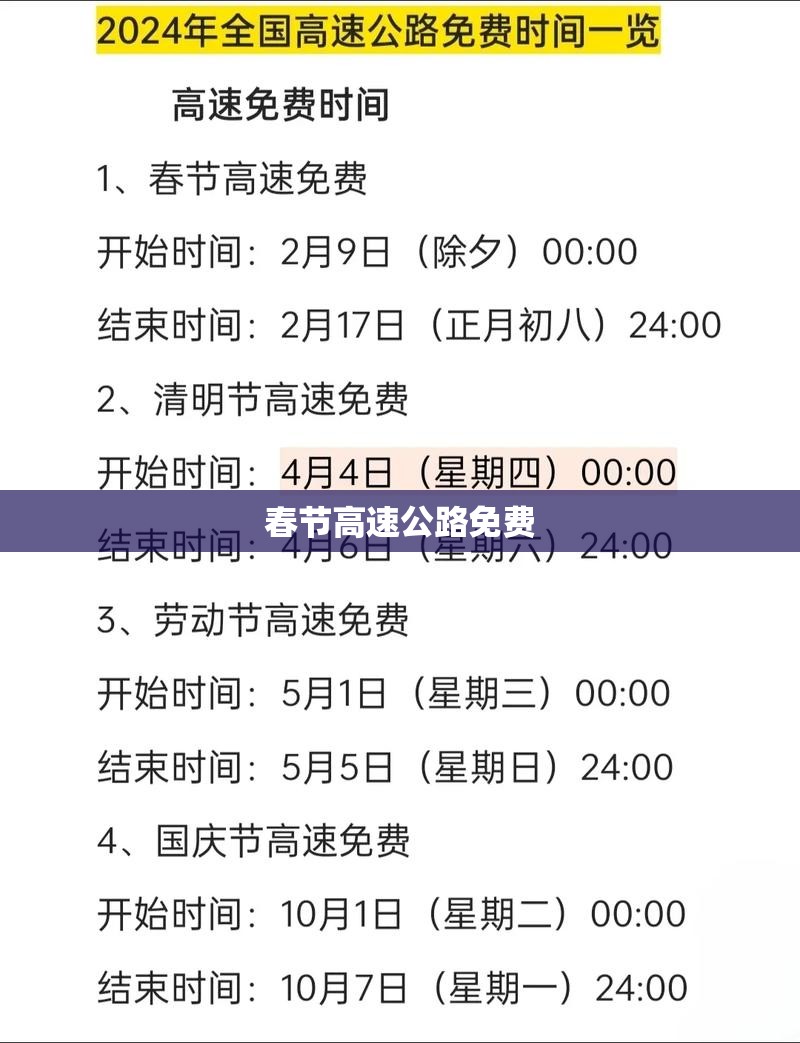 春节高速公路免费/春节高速公路免费时间表2026年