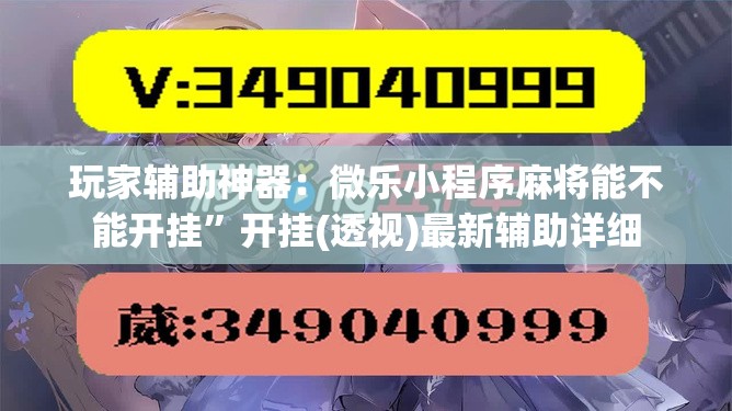 玩家辅助神器：微乐小程序麻将能不能开挂”开挂(透视)最新辅助详细