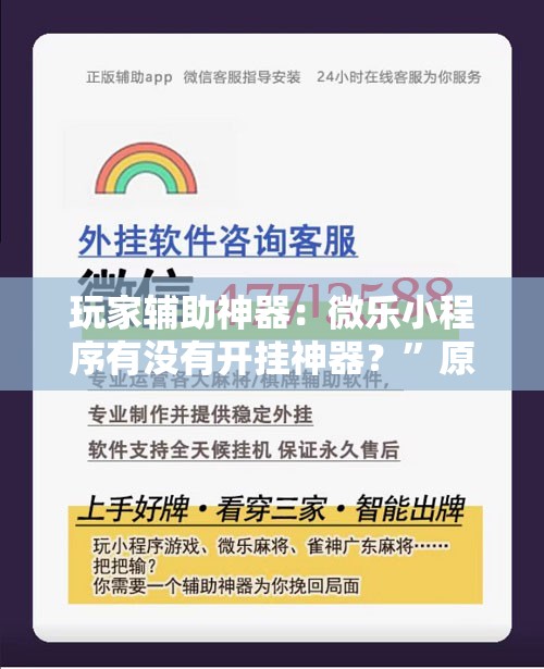 玩家辅助神器：微乐小程序有没有开挂神器？”原来可以开挂