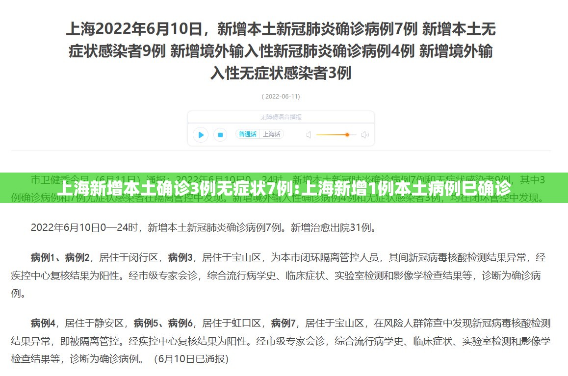 上海新增本土确诊3例无症状7例:上海新增1例本土病例巳确诊 上海新增本土确诊3例无症状7例:上海新增1例本土病例巳确诊