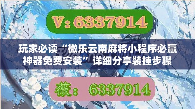 玩家必读“微乐云南麻将小程序必赢神器免费安装”详细分享装挂步骤