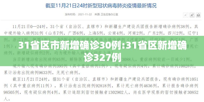31省区市新增确诊30例:31省区新增确诊327例