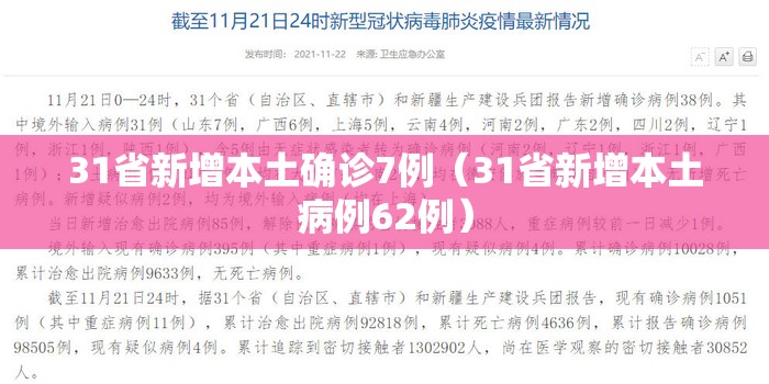 31省新增本土确诊7例(31省新增本土病例62例) 31省新增本土确诊7例(31省新增本土病例62例)
