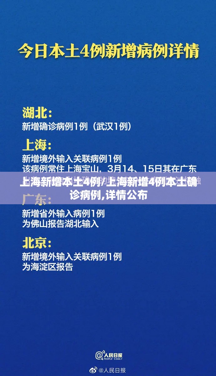 上海新增本土4例/上海新增4例本土确诊病例,详情公布 上海新增本土4例/上海新增4例本土确诊病例,详情公布