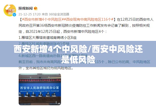 西安新增4个中风险/西安中风险还是低风险