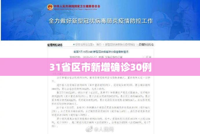 31省区市新增确诊30例（31省区市新增确诊病例82例）
