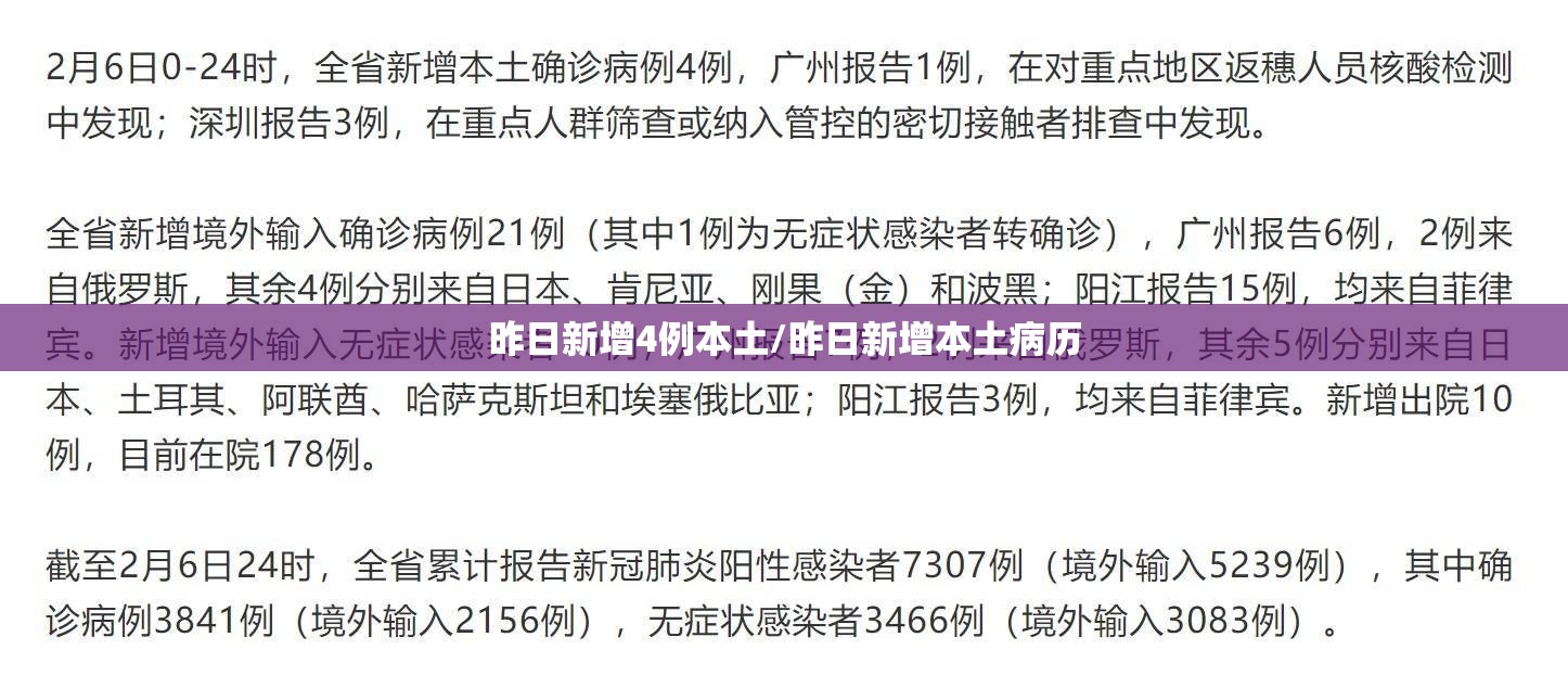 昨日新增4例本土/昨日新增本土病历