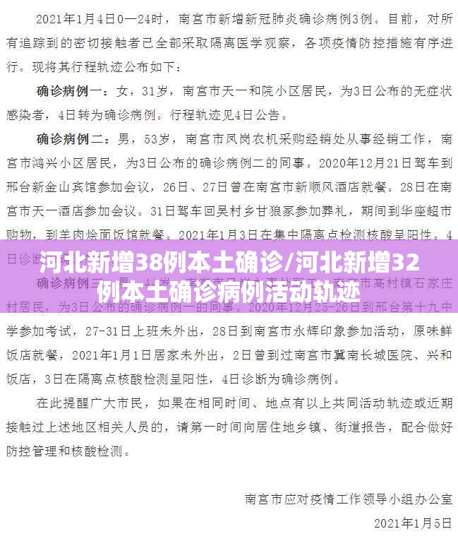 河北新增38例本土确诊/河北新增32例本土确诊病例活动轨迹