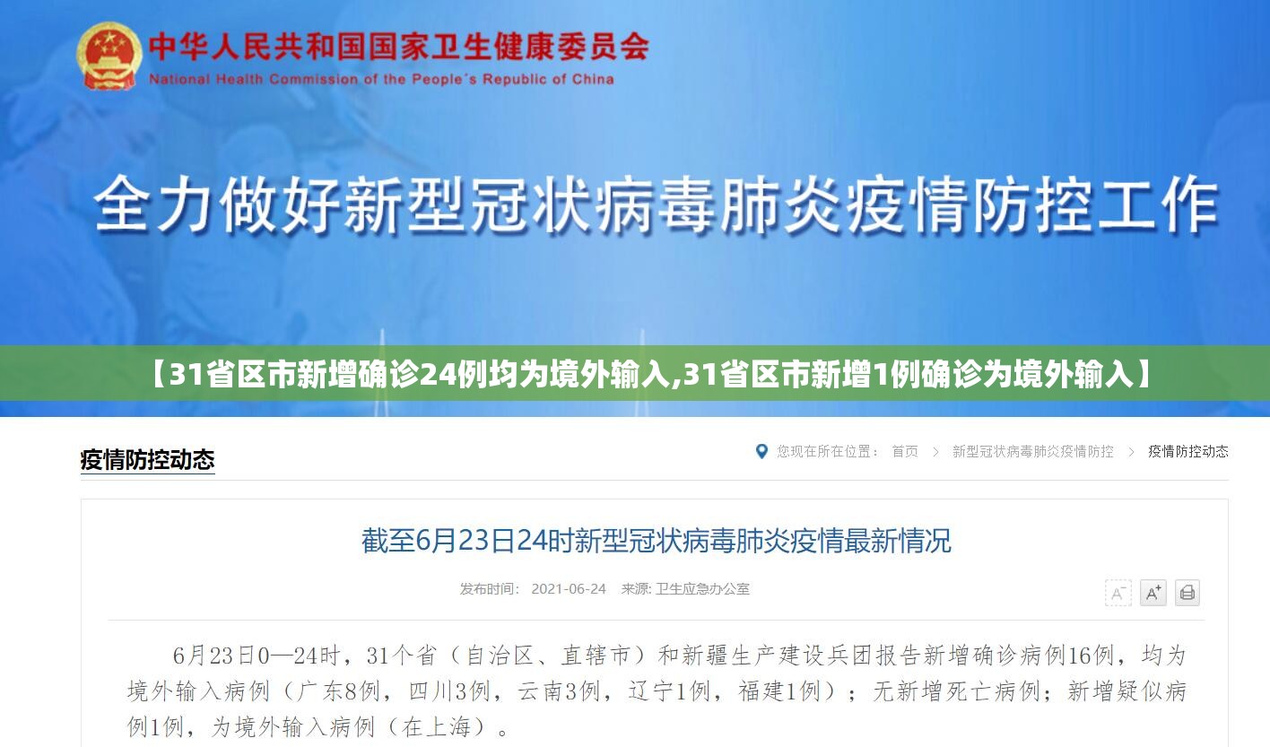 【31省区市新增确诊24例均为境外输入,31省区市新增1例确诊为境外输入】