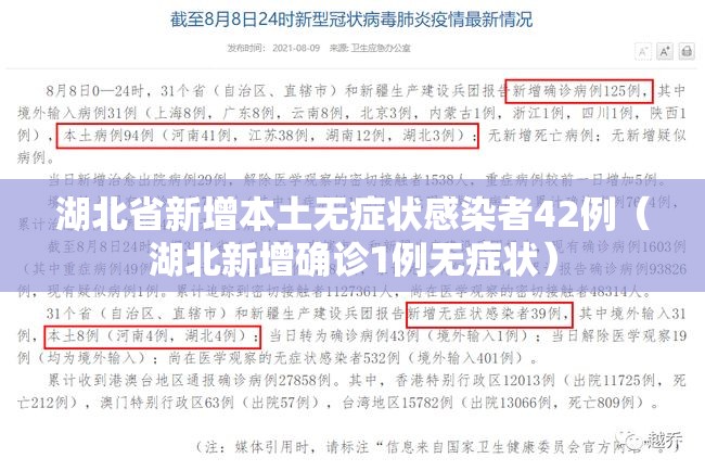 湖北省新增本土无症状感染者42例（湖北新增确诊1例无症状）