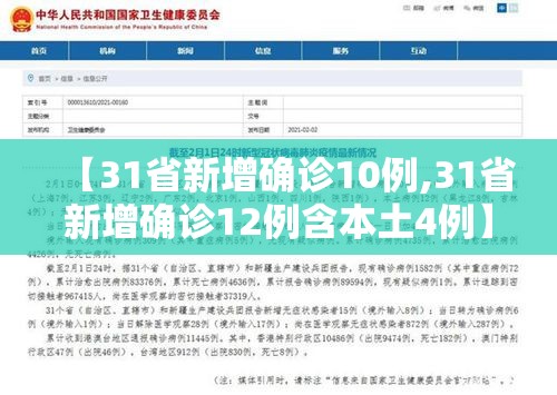 【31省新增确诊10例,31省新增确诊12例含本土4例】