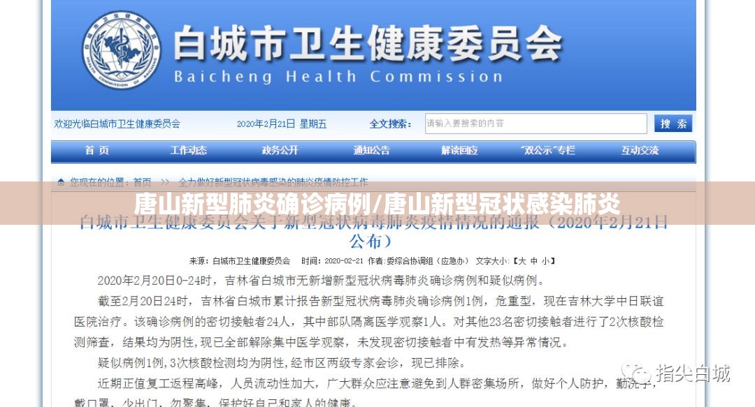 唐山新型肺炎确诊病例/唐山新型冠状感染肺炎