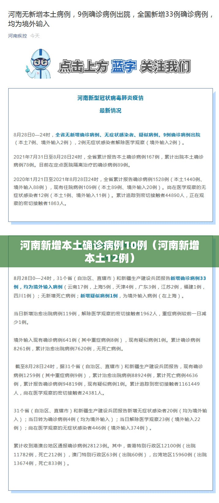 河南新增本土确诊病例10例（河南新增本土12例）