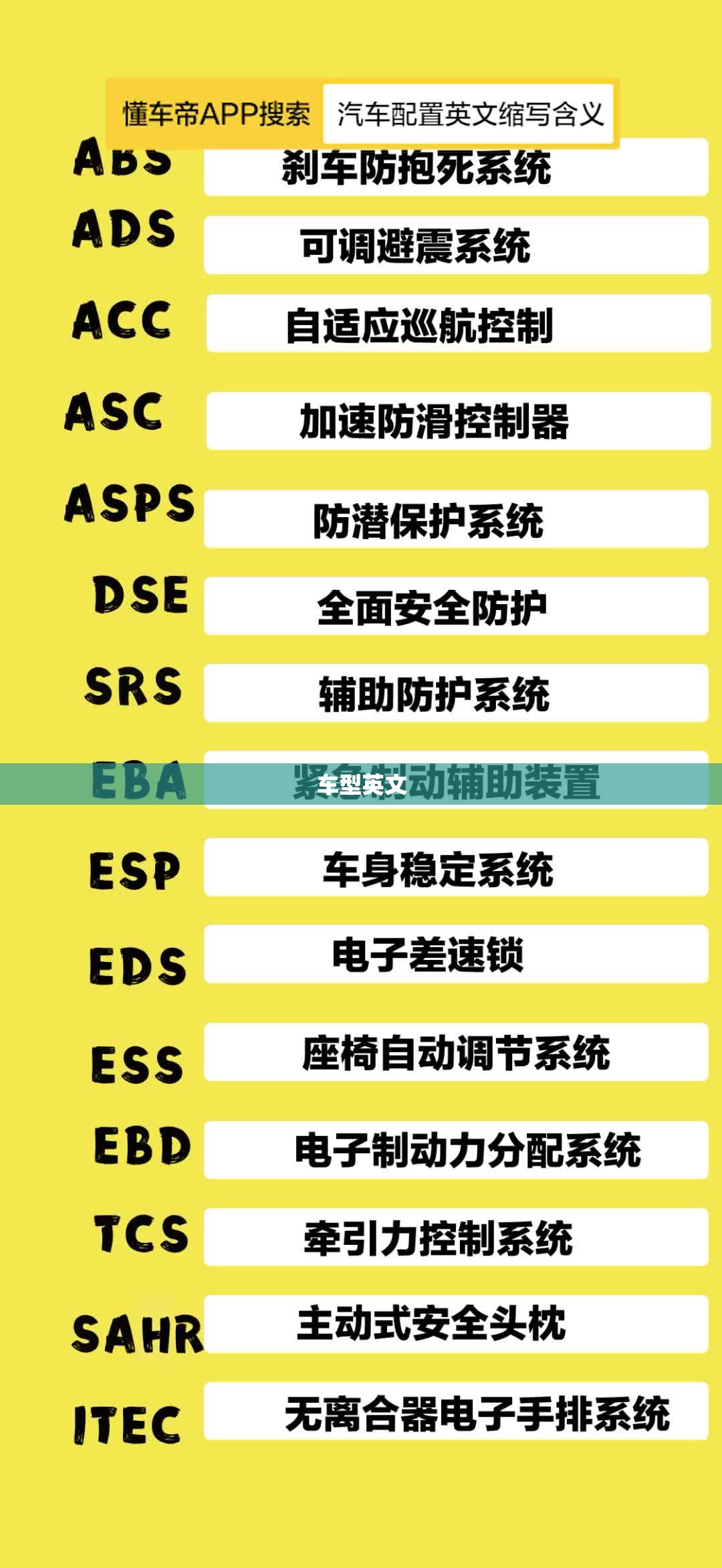 车型英文（车型英文缩写）