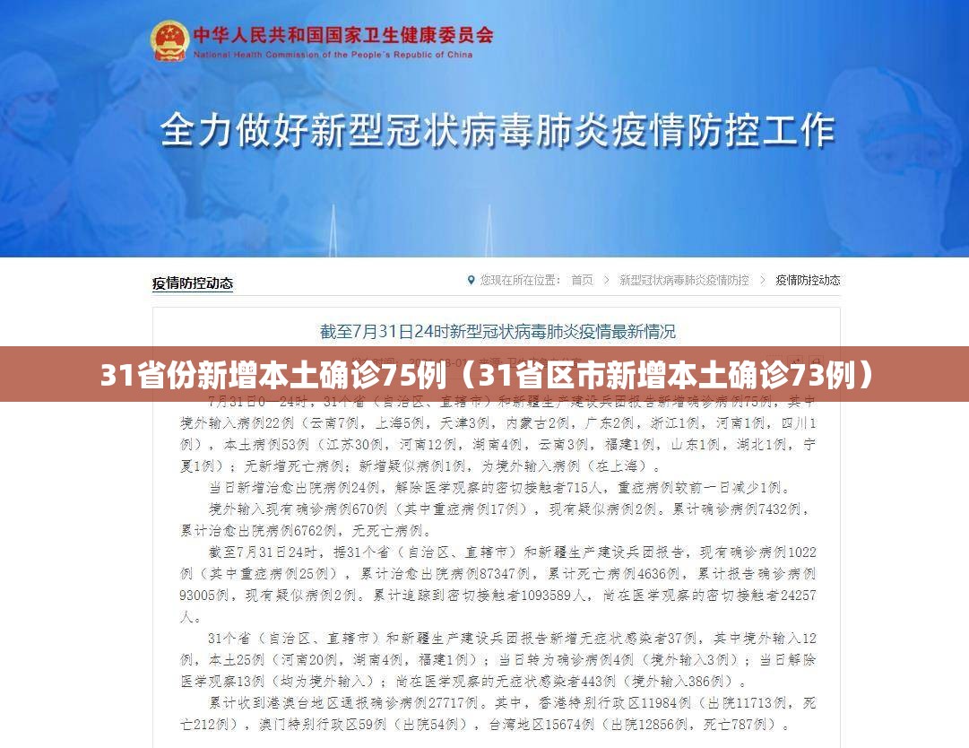 31省份新增本土确诊75例(31省区市新增本土确诊73例) 31省份新增本土确诊75例(31省区市新增本土确诊73例)