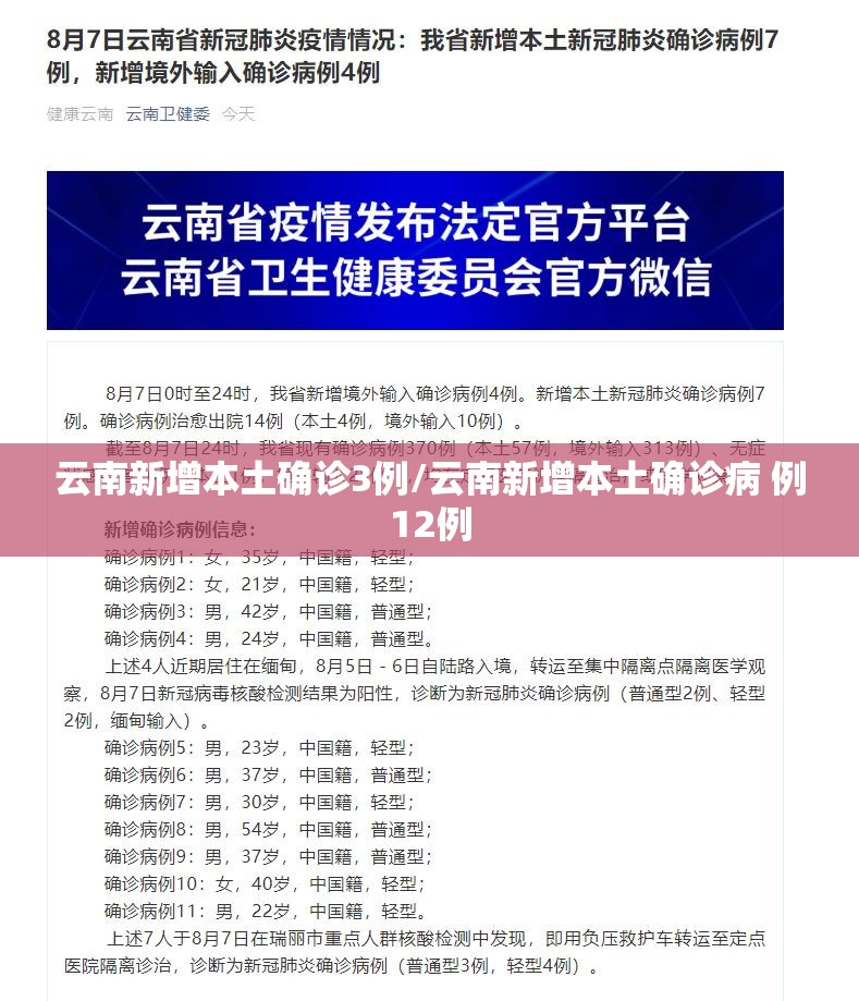 云南新增本土确诊3例/云南新增本土确诊病 例12例 云南新增本土确诊3例/云南新增本土确诊病 例12例