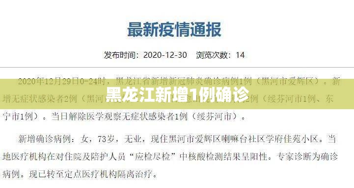 黑龙江新增1例确诊(黑龙江新增确诊一例) 黑龙江新增1例确诊(黑龙江新增确诊一例)