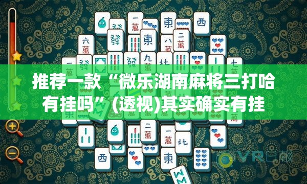 推荐一款“微乐湖南麻将三打哈有挂吗”(透视)其实确实有挂