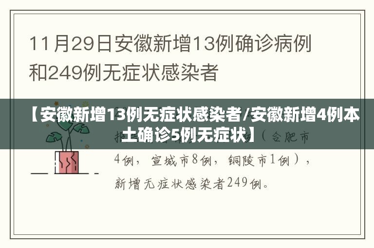 【安徽新增13例无症状感染者/安徽新增4例本土确诊5例无症状】 【安徽新增13例无症状感染者/安徽新增4例本土确诊5例无症状】