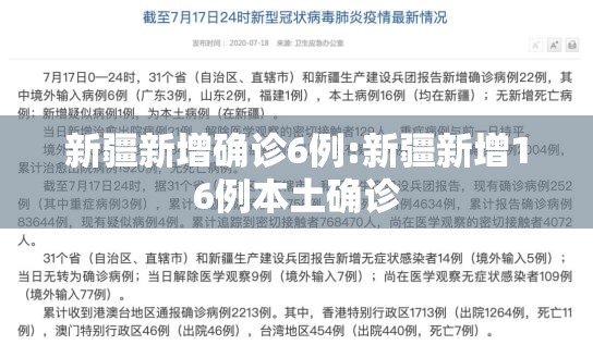 新疆新增确诊6例:新疆新增16例本土确诊 新疆新增确诊6例:新疆新增16例本土确诊