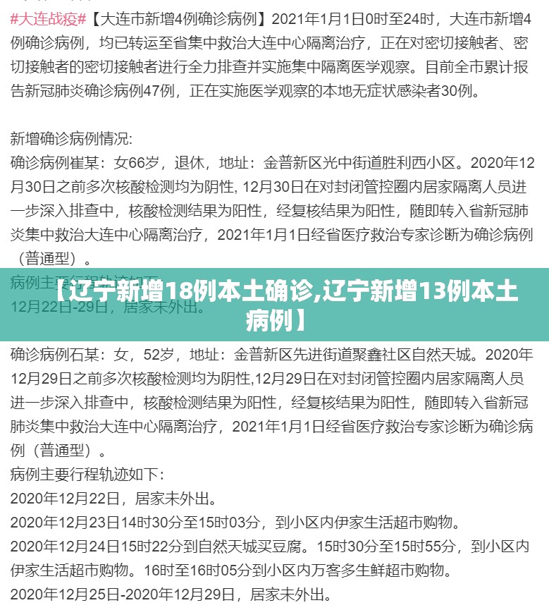 【辽宁新增18例本土确诊,辽宁新增13例本土病例】