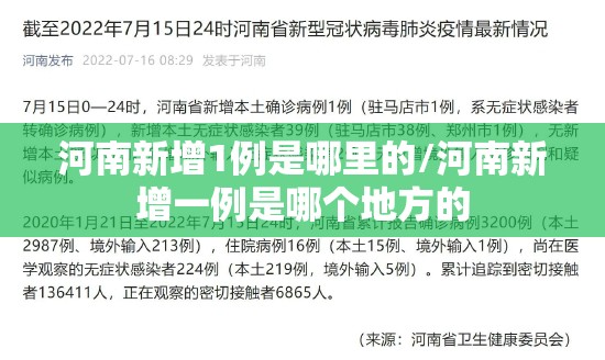 河南新增1例是哪里的/河南新增一例是哪个地方的
