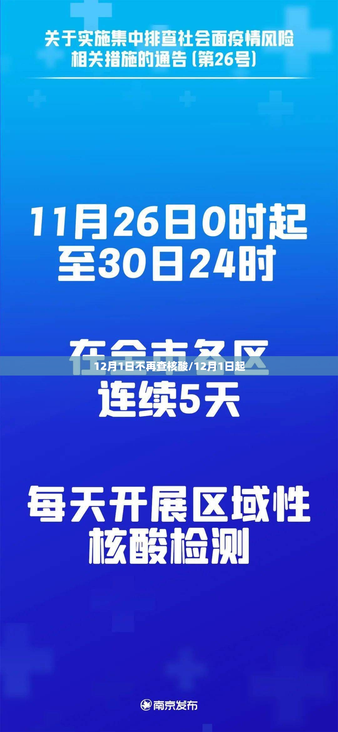 12月1日不再查核酸/12月1日起