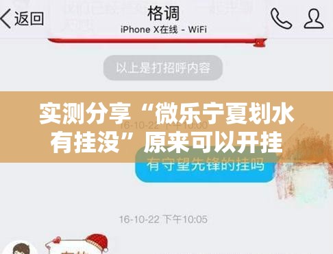 实测分享“微乐宁夏划水有挂没”原来可以开挂