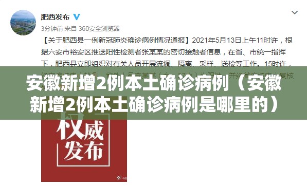 安徽新增2例本土确诊病例（安徽新增2例本土确诊病例是哪里的）