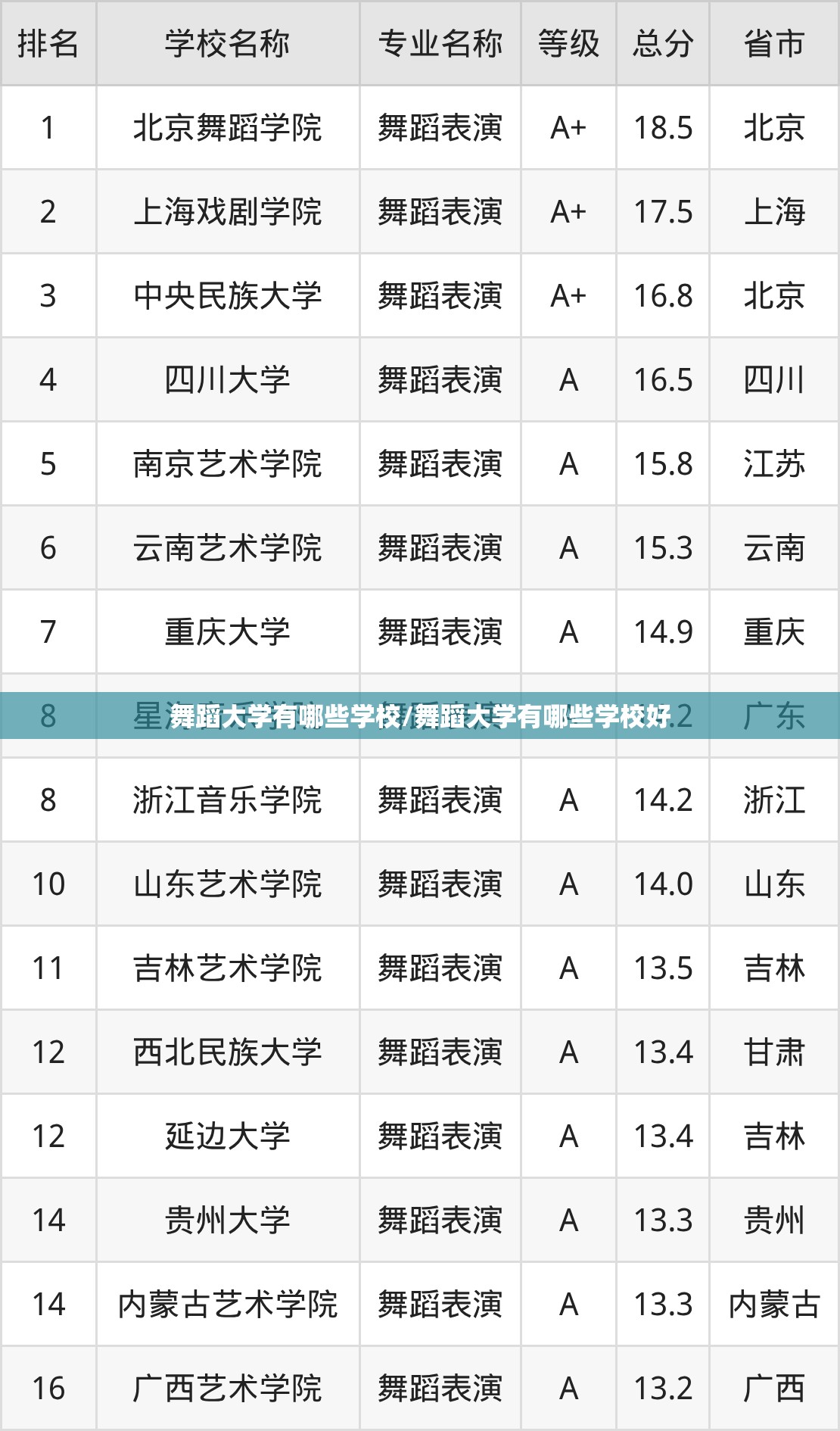 舞蹈大学有哪些学校/舞蹈大学有哪些学校好