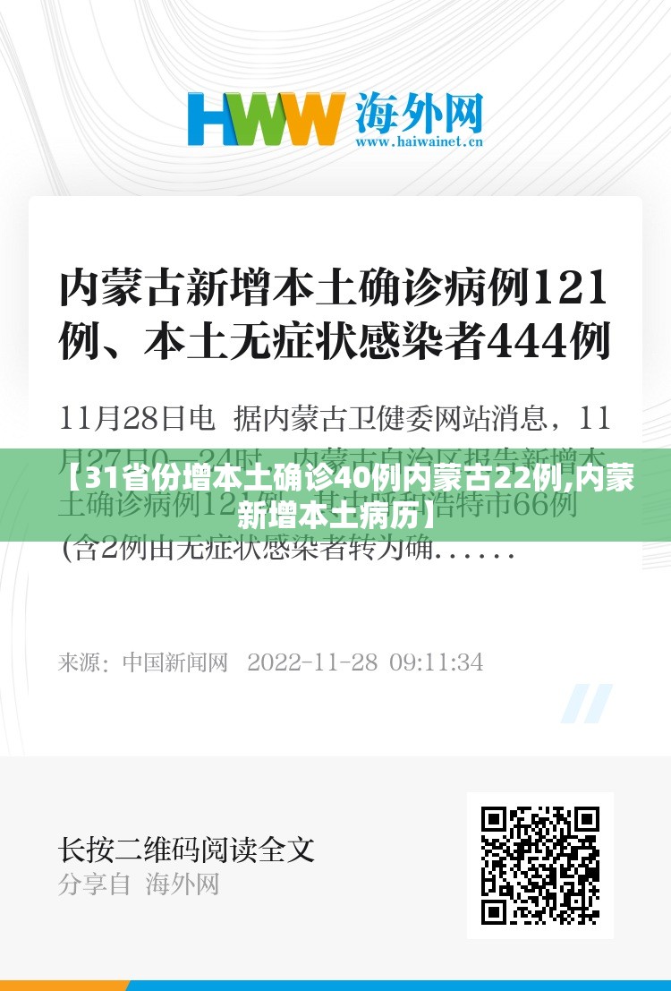 【31省份增本土确诊40例内蒙古22例,内蒙新增本土病历】