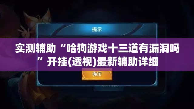 实测辅助“哈狗游戏十三道有漏洞吗”开挂(透视)最新辅助详细
