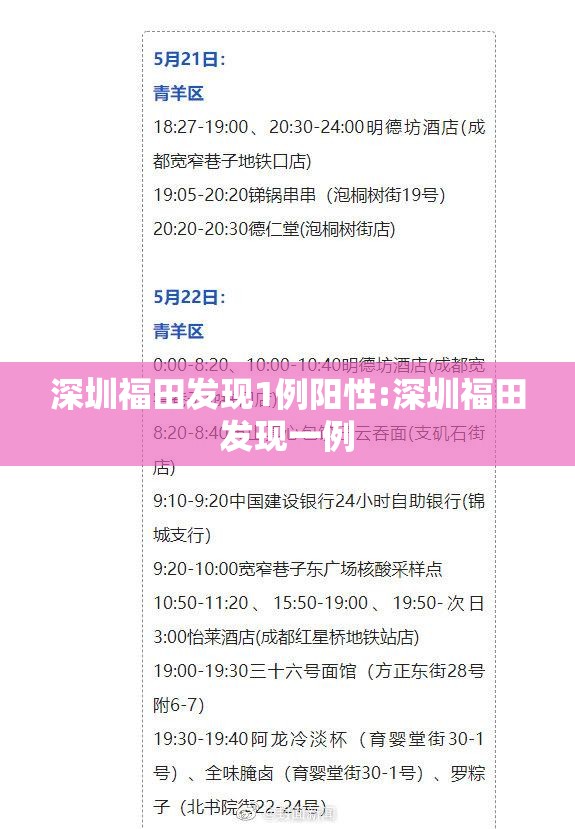 深圳福田发现1例阳性:深圳福田发现一例 深圳福田发现1例阳性:深圳福田发现一例