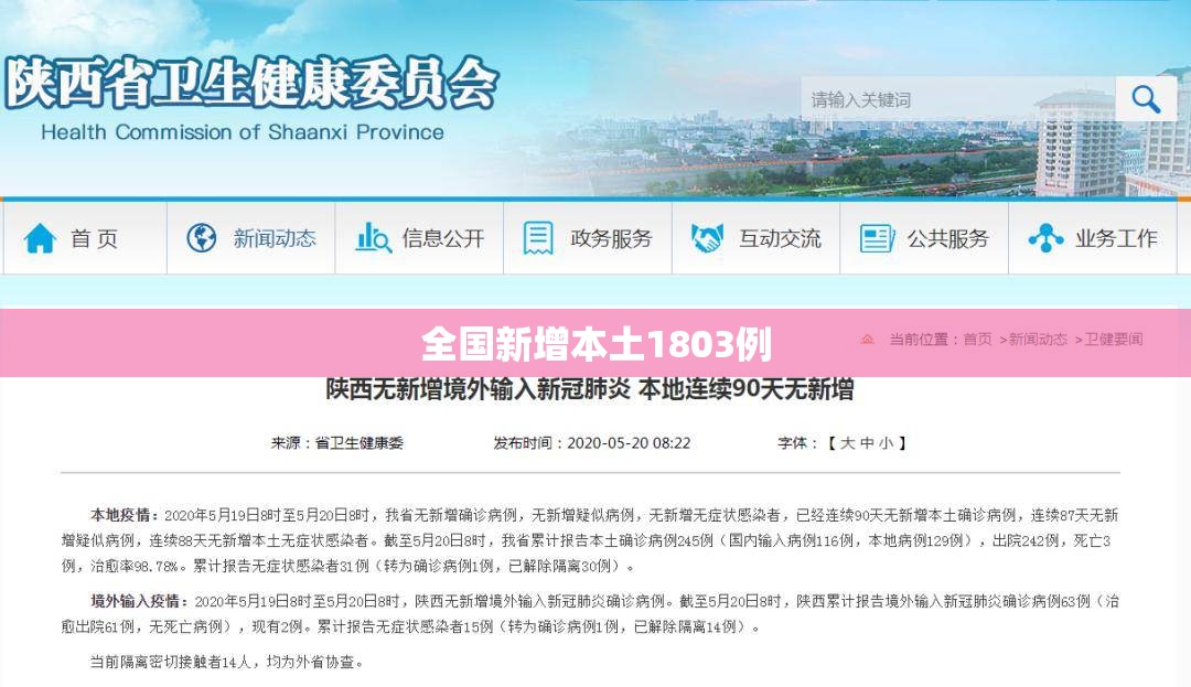 【全国新增本土1803例/全国新增本土确诊】