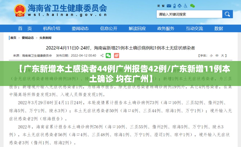 【广东新增本土感染者44例广州报告42例/广东新增11例本土确诊 均在广州】 【广东新增本土感染者44例广州报告42例/广东新增11例本土确诊 均在广州】