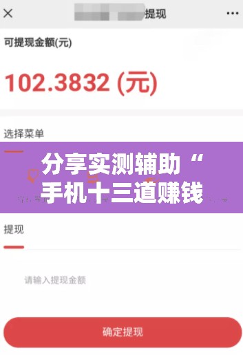 分享实测辅助“手机十三道赚钱软件”详细分享装挂步骤