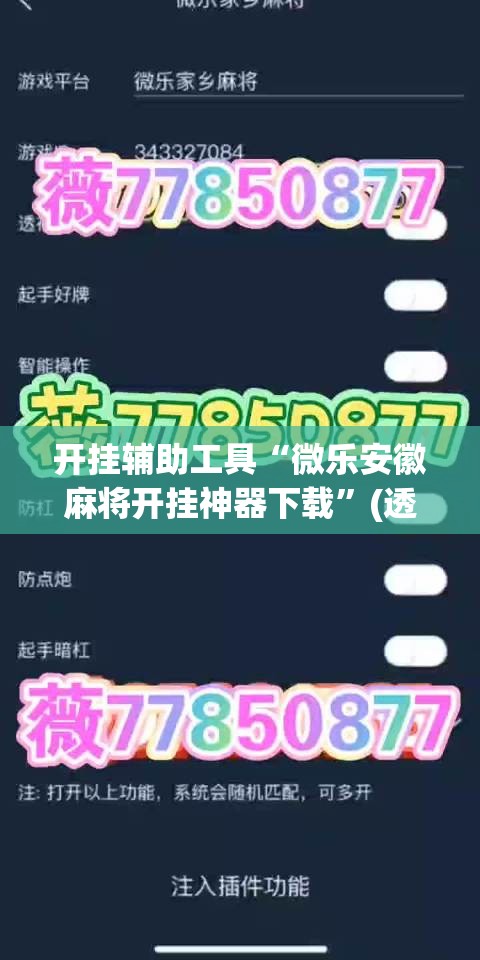 开挂辅助工具“微乐安徽麻将开挂神器下载”(透视)其实确实有挂