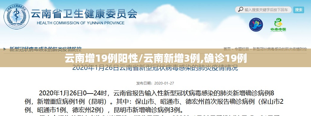 云南增19例阳性/云南新增3例,确诊19例