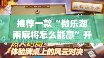 推荐一款“微乐湖南麻将怎么能赢”开挂(透视)辅助教程