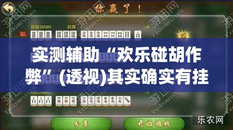 实测辅助“欢乐碰胡作弊”(透视)其实确实有挂