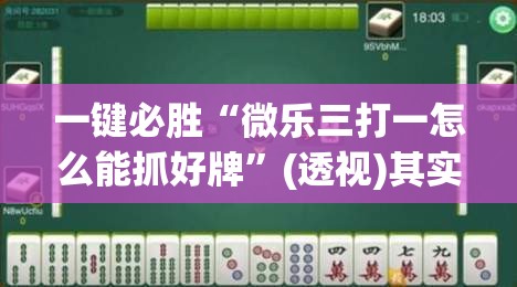 一键必胜“微乐三打一怎么能抓好牌”(透视)其实确实有挂