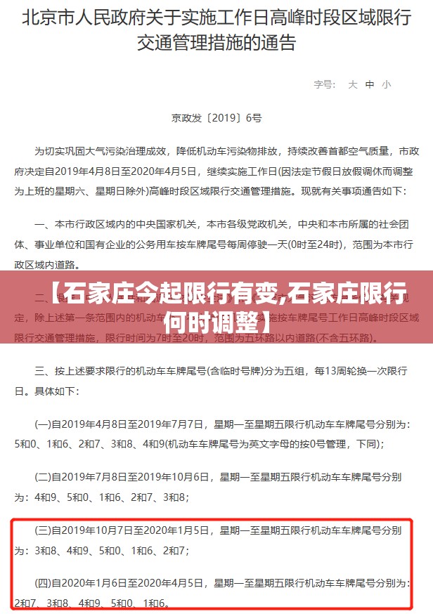 【石家庄今起限行有变,石家庄限行何时调整】