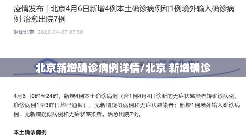 北京新增确诊病例详情/北京 新增确诊